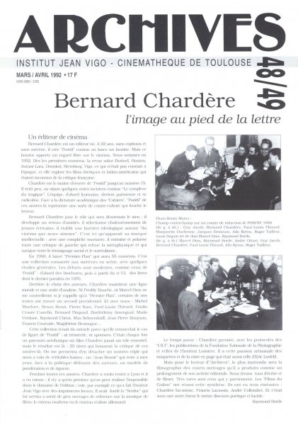 Couverture du livre: Bernard Chardère - l'image au pied de la lettre