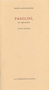Couverture du livre Pasolini par Philippe Lacoue-Labarthe