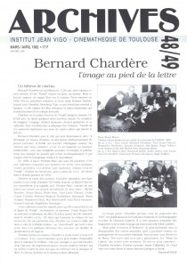 Couverture du livre Bernard Chardère par Raymond Borde