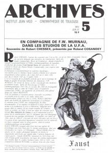 Couverture du livre En compagnie de F.W. Murnau dans les studios de la U.F.A par Robert Chessex et Roland Cosandey
