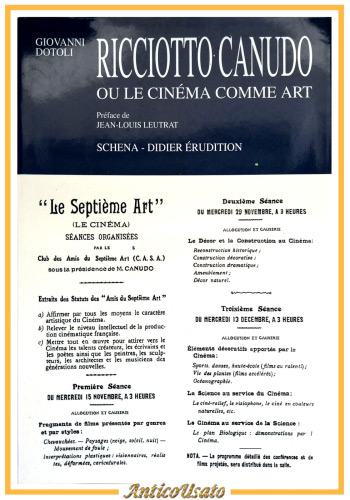 Book cover: Ricciotto Canudo - ou le cinéma comme art