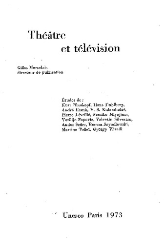 Book cover: Théâtre et télévision