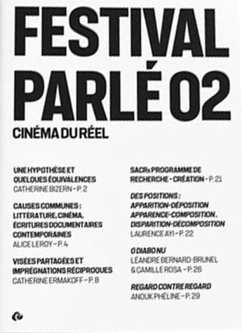 Couverture du livre : Festival parlé 02 - cinéma du réel