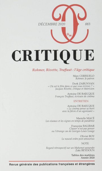 Book cover: Rohmer, Rivette, Truffaut - l'âge critique