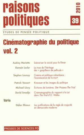 Book cover: Cinématographie du politique