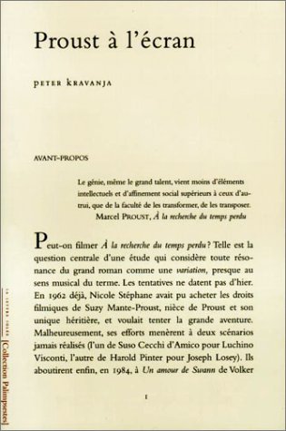 Book cover: Proust à l'écran