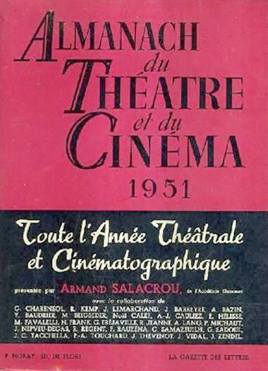 Couverture du livre : Almanach du théâtre et du cinéma 1951 - toute l'année théâtrale et cinématographique