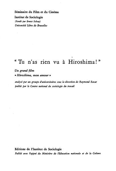 Couverture du livre : Tu n'as rien vu à Hiroshima !