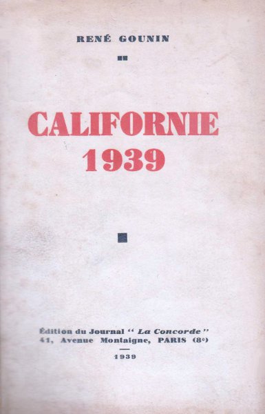 Couverture du livre : Californie 1939