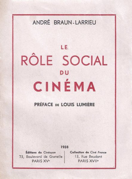 Book cover: Le Rôle social du cinéma