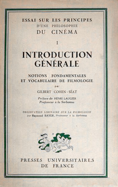 Book cover: Essai sur les principes d'une philosophie du cinéma - 1. Introduction générale