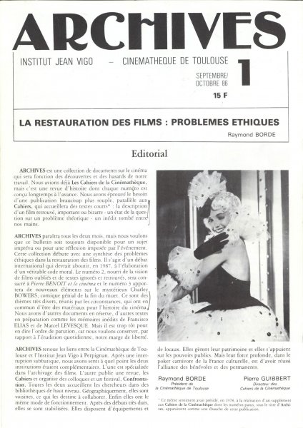 Couverture du livre : La Restauration des films - problèmes éthiques