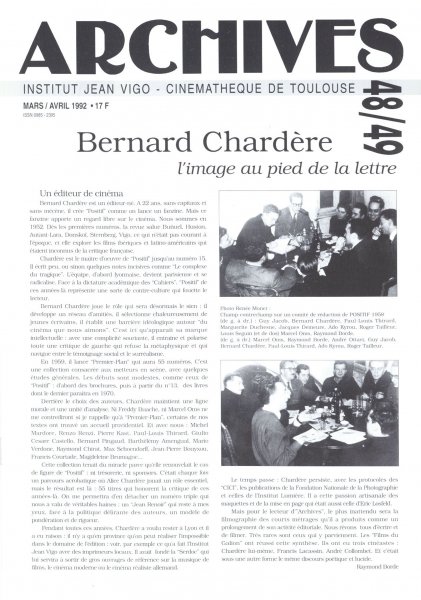 Book cover: Bernard Chardère - l'image au pied de la lettre