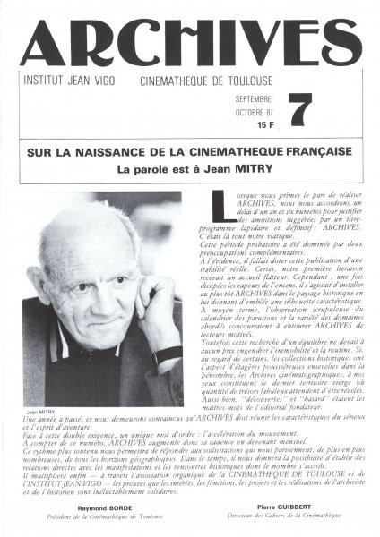 Couverture du livre: Sur la naissance de la Cinémathèque Française - La parole est à Jean Mitry