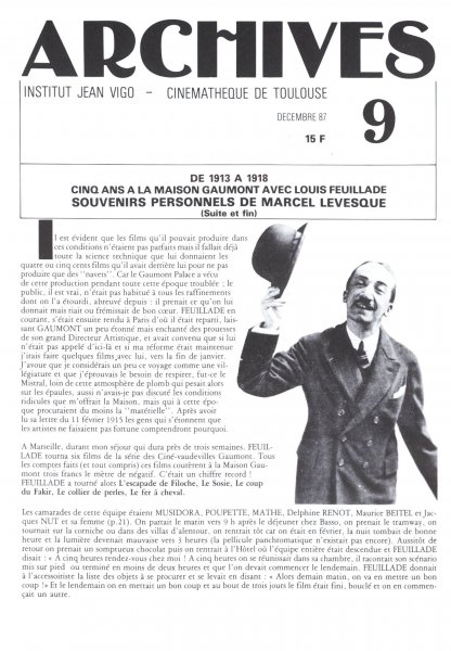 Couverture du livre: De 1913 A 1918, cinq ans à la maison Gaumont avec Louis Feuillade (2) - Souvenirs personnels de Marcel Levesque