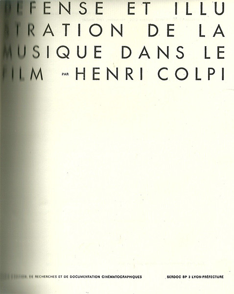 Book cover: Défense et illustration de la musique dans le film