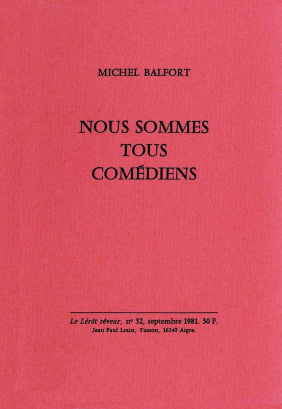 Book cover: Nous sommes tous comédiens