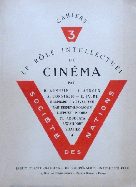 Book cover: Le Rôle intellectuel du cinéma