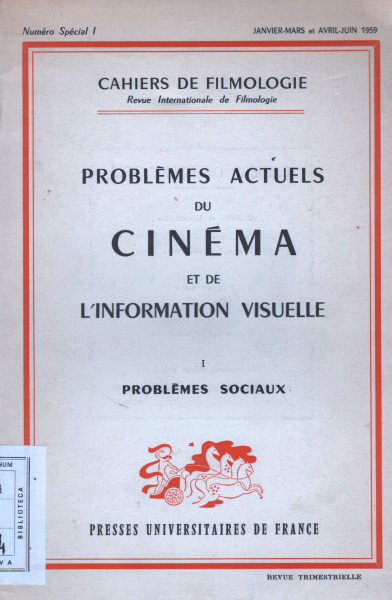Book cover: Problèmes actuels du cinéma et de l'information visuelle