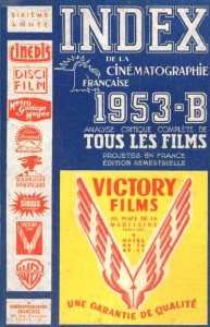 Couverture du livre Index de la Cinématographie française 1953 B - Collectif