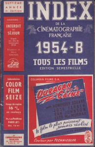 Couverture du livre Index de la Cinématographie française 1954 B - Collectif