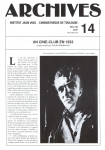 Couverture du livre Un ciné-club en 1933 - de Annie Wiedknnet