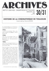 Couverture du livre Histoire de la cinémathèque de Toulouse par Raymond Borde