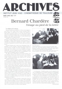 Couverture du livre Bernard Chardère - de Raymond Borde