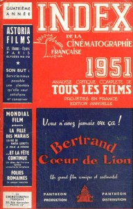Couverture du livre Index de la Cinématographie française 1951 - Collectif