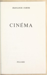 Couverture du livre Cinéma par Jean-Louis Curtis